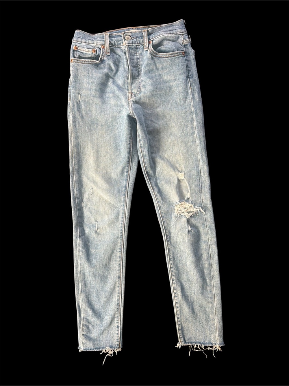 Levi’s wedgie skinny distressed light blue jeans 26
